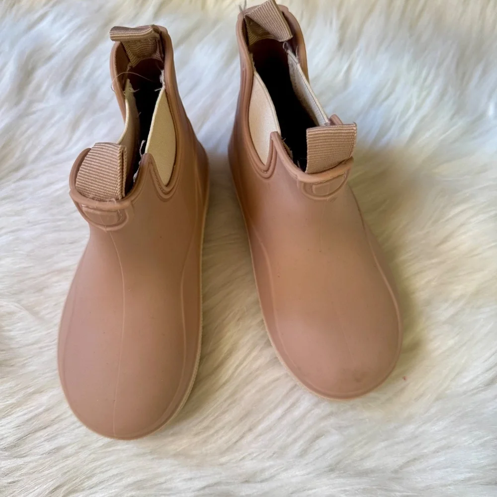 Zara Kids‎ Rubber Chelsea Rain Boots Blush Pink with cream details Size 25